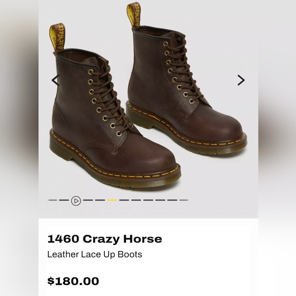 Dr. Martens 1460 Brown Crazy Horse Leather Combat Boots 8-Eye Size Women 9 Men 8 - Picture 16 of 16